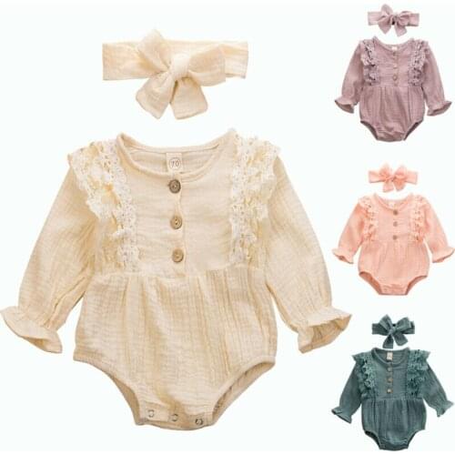 New 2020 Newborn Baby Kids Girls Infant Romper Jumpsuit Bodysuit Cotton Outfit Set