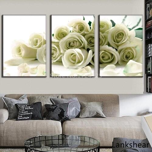 3 Pieces Canvas Prints Flower Painting Modern Roses Wall Art Cuadros Decoracion Pictures For Living Room Home Decor For Bedroom