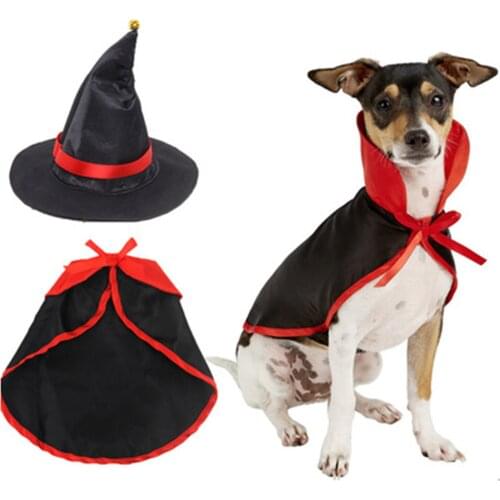 Halloween Pet Costumes Cute Cosplay Set Vampire Cloak With Hat Puppy Party Cloak Cat Dog Cap Horns Kitten Puppy Cape Clothes