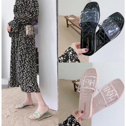 Summer Slippers sandals Shoes Woman 2020 Polka Dots Transparent open Toe Flip Flops Clear Women Outdoor Flat Beach Slides