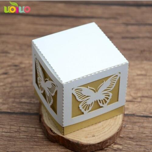 Small square laser cut wedding souvenir candy box wholesale various color and designs