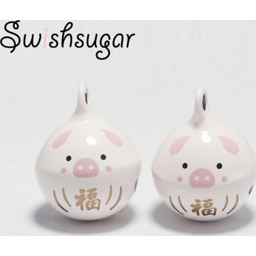 Pinky Lovely Round Pig Ball Cartoon Bell Charms Pendant Festival Party Halloween Christmas Decoration