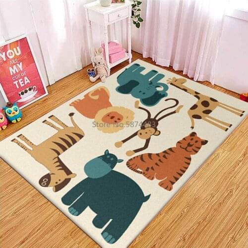 Cute Cartoon Lion Horse Elephant Monkey Giraffe Children Bedroom Living Room Kitchen Bedside Carpet Mat
