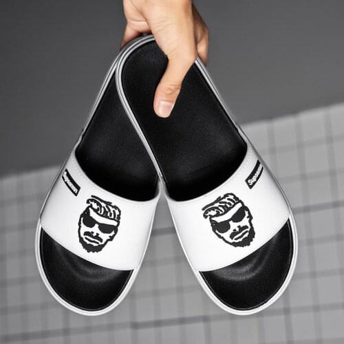 ZEEKSON Fashion Outer Slippers Male Korean Style Trendy Personality Pattern Slippers Beach Sandals Bedroom Couple Casual Slipper
