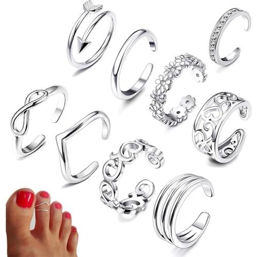 Foot toe ring set anello adjustable ring jewelry for women bague femme Wholesale Knuckle heart rings for girls