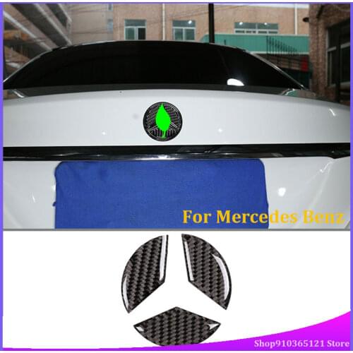 For Mercedes Benz C Class W205 2016-2019 Real Carbon Fiber Rear Tail Door Logo Stickers Accessories