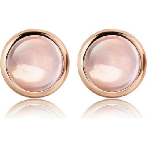 2017 New Natural Powder Crystal Furong Stone Powder Candy Round Earrings Temperament Women Jewelry Wholesale Boucles D'oreilles