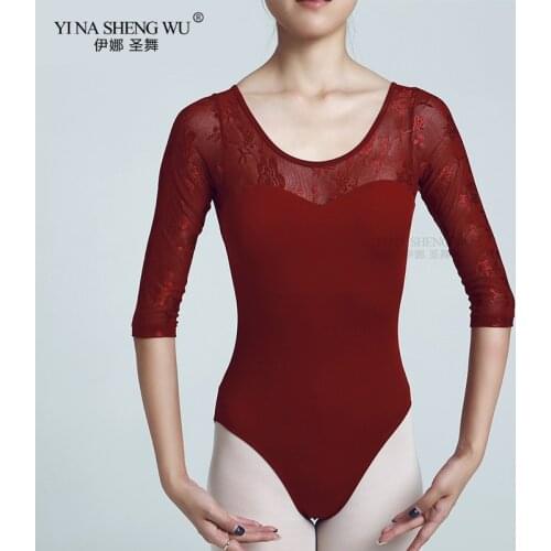 New Female Ballet Leotard Training Costume Half Sleeve Gymnastics Bodysuit Leotards For Women Dancewear Jumpsuit For Adult