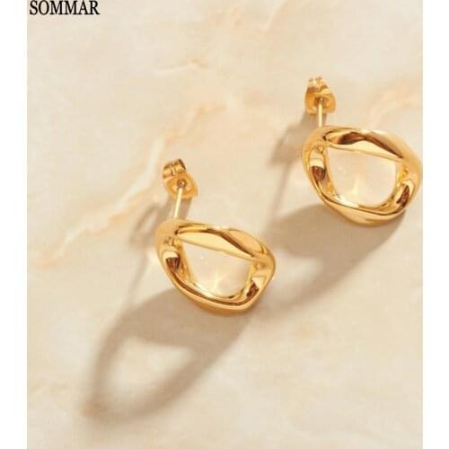 SOMMAR online shopping india Gold Vermeil earrings 2020 trendy for female Simplicity personality twist women earring sport