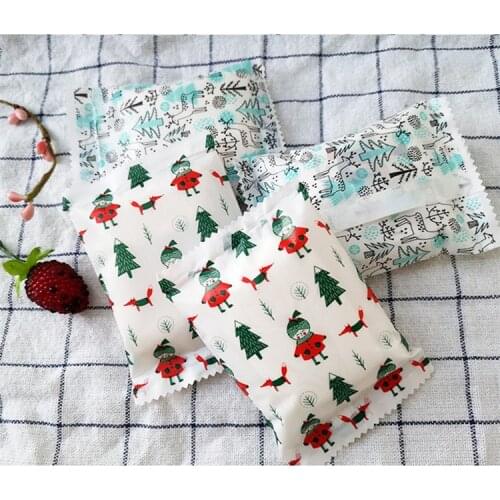 1000 X Christmas Theme Machine Seal Plastic Packing Bag For Cookies Candy Pack Pouches Plastic Bags 7x10cm