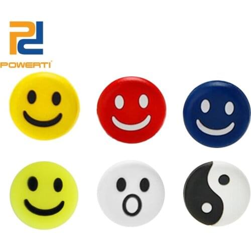 POWERTI 10 pcs/pack Tennis Vibration Dampener Smile Expression Silicone Tennis Racket Dampener