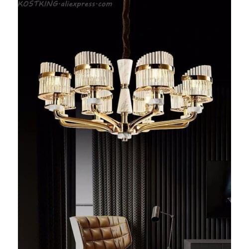 Modern LED luxury Crystal chandelier Zinc alloy pendant lamps French jade living room hanging lights bedroom lighting fixtures