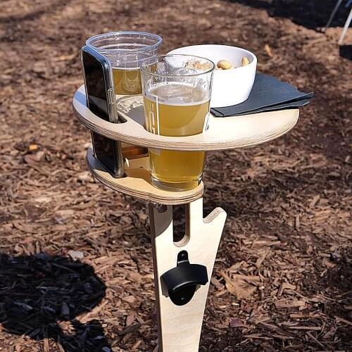 Outdoor Portable Wine Table with Foldable Round Desktop Mini Wooden Picnic Table Easy to Carry decoration salon For home