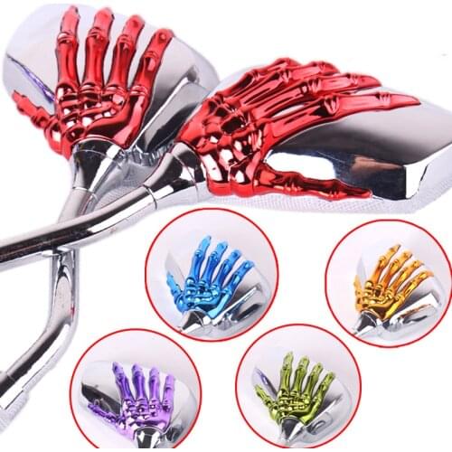 Universal Motorcycle 8MM /10MM Rear Mirror Chrome Motorbike Skeleton Skull Hand Claw Rearview moto Scooter Mirror