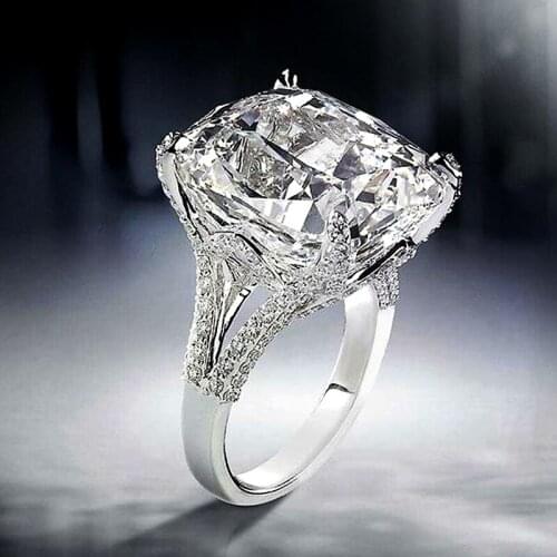 Gorgeous Square Shape Women Ring Full Bling Iced Out Micro Pave Crystal Zircon Dazzling Bridal Ring Wedding Engage Ring