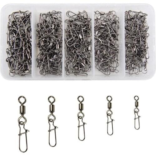 160Pcs Fishing Swivel Snap Fishing Rolling Swivels With Duo-Lock Nice Snap Brass Lure Line Connector Tackle Box