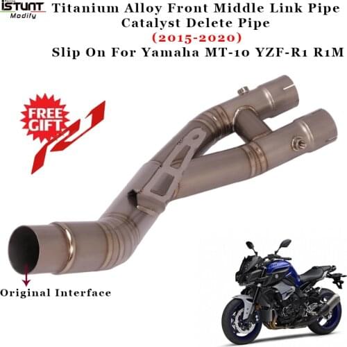For Yamaha MT10 YZF-R1 r1m 2015-2020 Motorcycle Exhaust Escape Titanium Alloy Middle Link Pipe Cat Delete Eliminator Enhanced