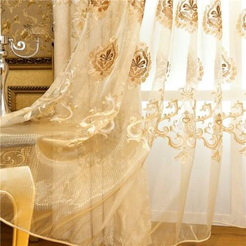 Custom Made European Royal Luxury embroidered Curtains for Living Room/ Bedroom Embroidered Voile Curtains Window Blinds Drapes