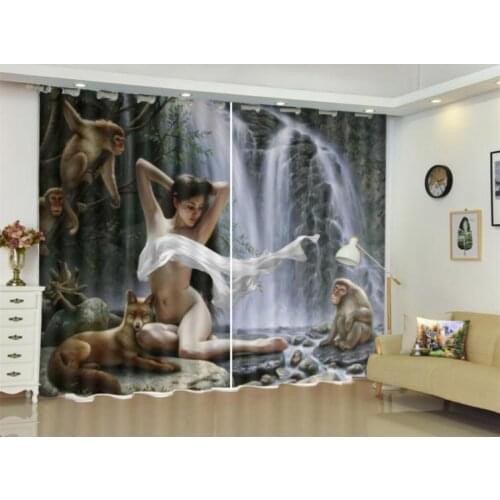 High quality livingroom curtains Beauty scenery photo print curtains Customize any size home curtains
