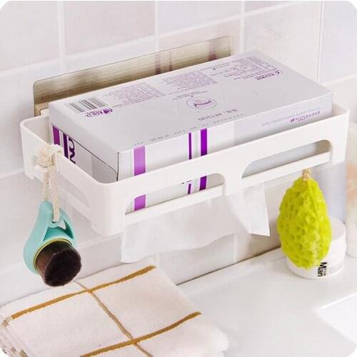 Japan Style Seamless Strong Suction Cup Paper Towel Holder Pumping Paper Box Removable Tissue Rack