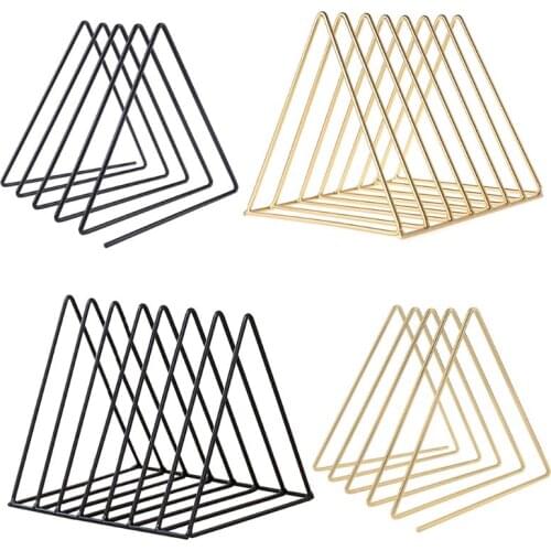 Iron LP Record Rack Triangle Book Magzine Holder Desk Record Storage Organizer 24BB