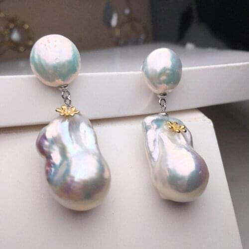 Free shipping 3A Irregular high quality big size 15mm-16mm Rainbow colors baroque freshwater pearl
