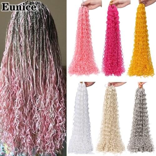 Zizi Braids Thin Micro Crochet Box Braids Synthetic Hair Extensions Gray Purple Pink Blonde Brown Chestnut Crochet Hair Eunice