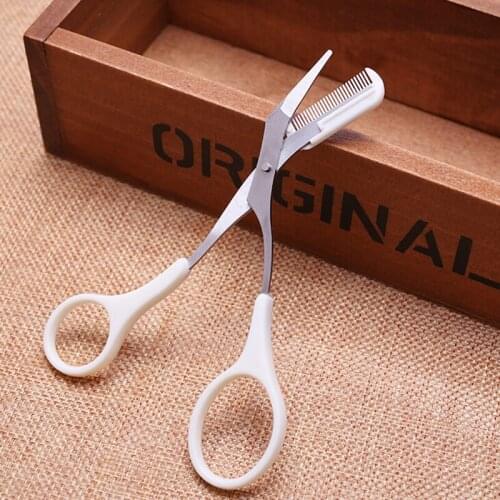 1Pc New Eyebrow Trimmer Eyelash Thinning Shears Comb Eyelash Hair Clips Scissors Shaping Eyebrow Grooming Cosmetic Tool For Lady