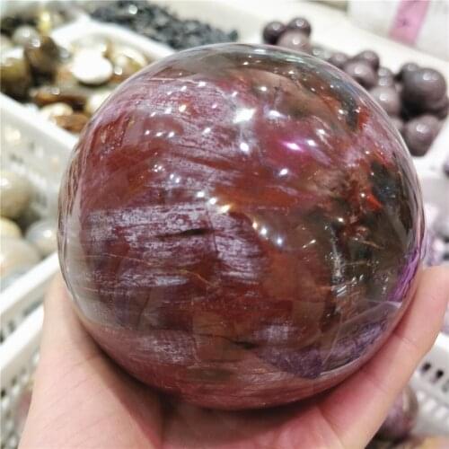 1pc 500-2000g large size natural wood and stone fossil ball red silicate wood ball