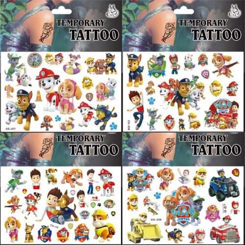 1Pcs Cartoon PAW Patrol Dog Tattoo Stickers Chase Marshall Rocky Zuma Skye Waterproof Decals Children Birthday Gift Kids Toys