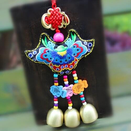 10pcs # TOP COOL backpack bag home CAR wall efficacious Mascot native Ethnic FENG SHUI copper bell lucky Embroidery Pendant