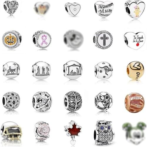 Kakany 100% S925 Sterling Silver Glitter Beaded Leaf Anti-skid Beads Fort Ball Cap Amulet Rope Fit Original Charm Bracelet