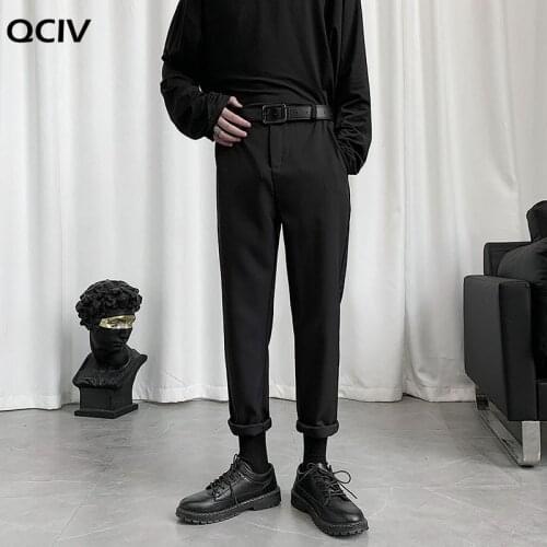 Pants Men Black Plus Size 3XL Slim Ankle-length Daily BF Cool Harajuku Chic Ins Fashion Baggy Fall Korean Style Streetwear Retro