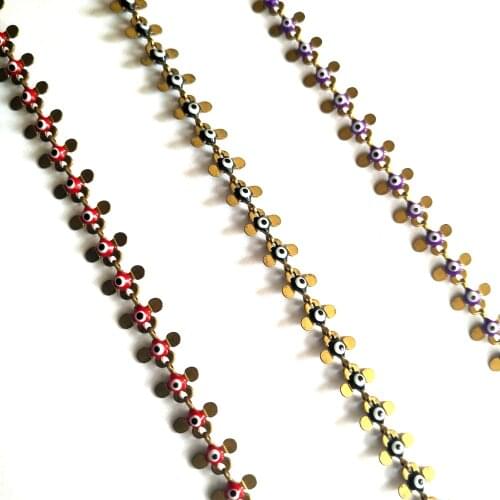 Lucky Eye Evil Eye Chain Colorful Beads Link Chain For Bracelet Necklace Chain Jewelry Making Accessories