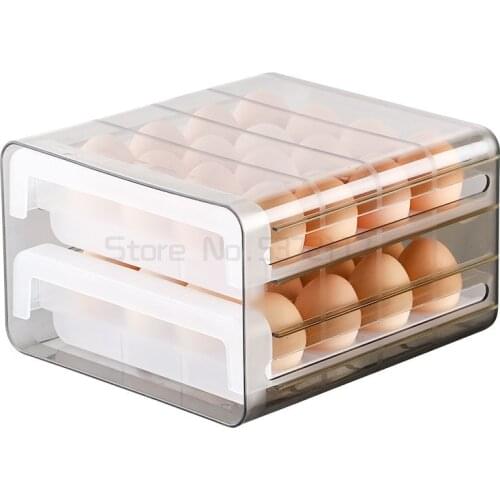 Breathable egg storage box egg holder refrigerator food preservation box double layer transparent drawer egg box