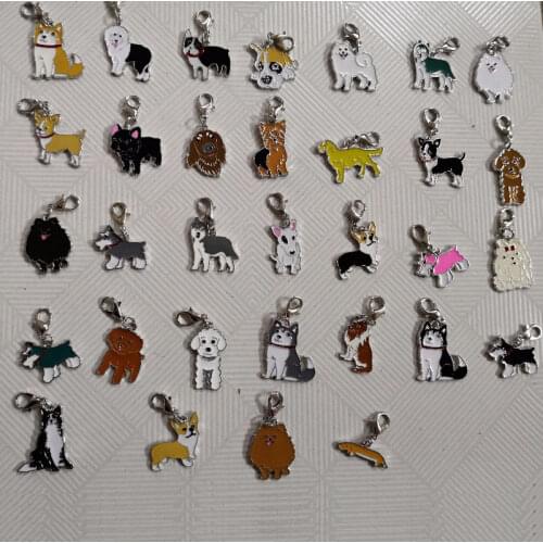 25MM DIY Enamel pet collar jewelry wholesale, Yorkshire dog charm pendant Corgi Shetland Sheepdog Shepherd Chihuahua French Bull