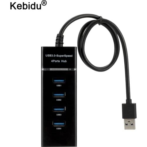 Kebidu 30cm 4 Port Micro USB Hub 3.0 USB Splitter High Speed 5Gbps USB 3.0 Hub USB 1.1 /2.0 For Tablet Laptop Computer Notebook