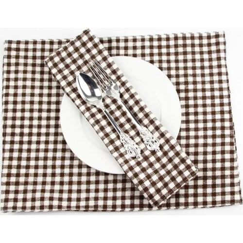 Classic Plaid Print Fabric placemat heat insulation mat dining table mat children table Napkin Cotton Linen placemats