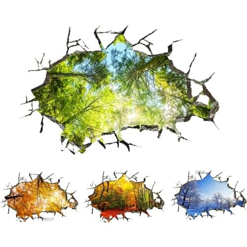 4 Seasons Landscape 3D Wall Stickers Tree Wall Decals Floor Ceiling TV Sofa Decoration Bedrooms Living Room Kids Room Home Decor