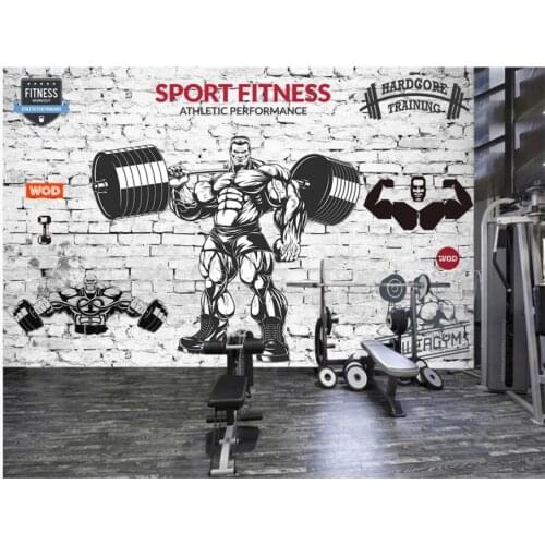 3d wall murals wallpaper for living room Retro brick wall muscle sport fitness club image wall photo wallpaper for walls 3 d