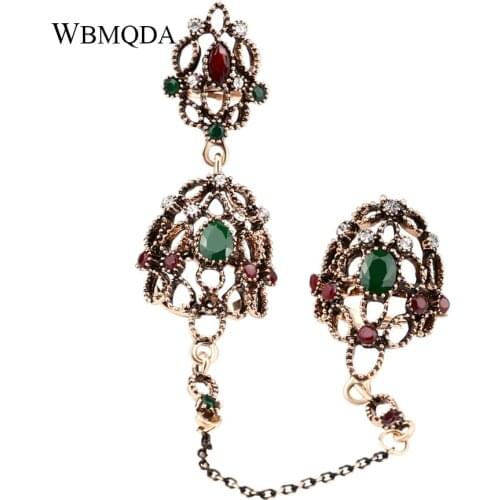 2018 New Arrival Vintage Boho Gold Color Ring Hollow Unique Adjustable Two Fingers Rings For Women India Jewelry Gift