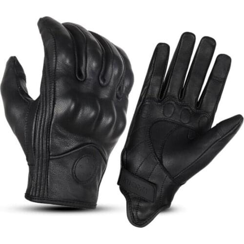 Summer Breathable Real Leather Motorcycle Gloves Touch Guantes Moto Fist Palm Protect Men Racing Motocross Gloves