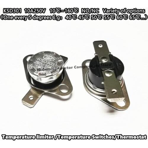 2PCS KSD301 10A 40 45 50 80 90 degree over temperature power off NC Temperature sensor switch /Temperature limiter /Thermostat