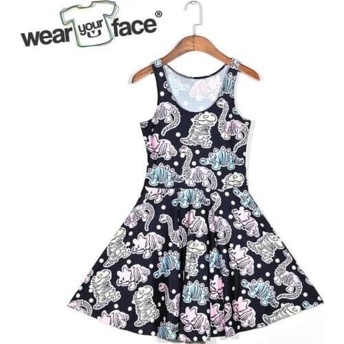 Animal Dinosaur Extinct Forest Summer Dress Women Girls Sleeveless Beach Wear Sexy Bodycon Dress Cute Cartoon Dresses