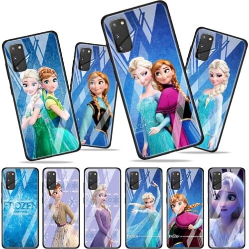 Princess Aisha and Anna for Samsung Galaxy S20 FE Ultra Note 20 S10 Lite S9 S8 Plus Luxury Tempered Glass Phone Case Cover