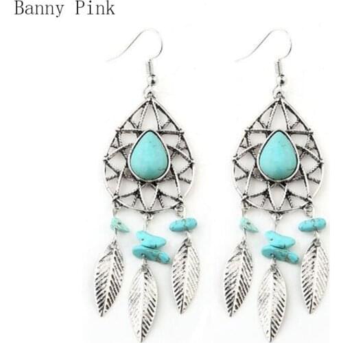 Bohemia Alloy Tassel Pendant Drop Earring For Women Gift Ethnic Geo Synthetic Stone Dangle Earring Fashion Jewelry Pendietes