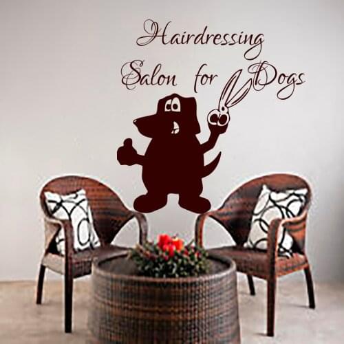 Puppy With Shears Hairdressing Salon For Dogs Wall Decals Vinyl Removable Home Decor Living Room Wall Sticker