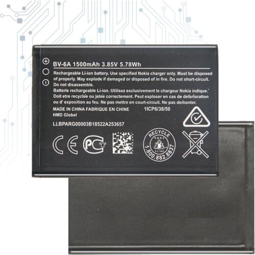 BV-6A 1500mAh Replacement Battery for Nokia Banana 2060 3060 5250 C5-03 8110 4G