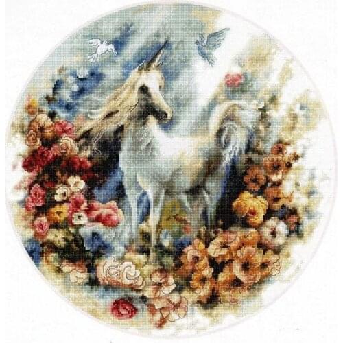 2021 Gold Collection Embroidery Unicorn Cross Stitch Modern Patterns Free with 100% Cotton Floss & Free Shipping for Wall Decor