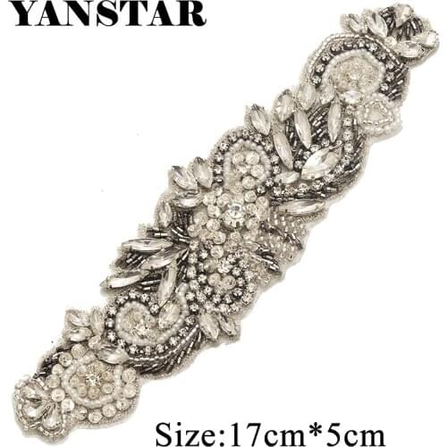 YANSTAR 30PCS Wedding Dress Belt Rhinestone Applique For Bridal Gown Sash DIY Silver wedding decoration YS950
